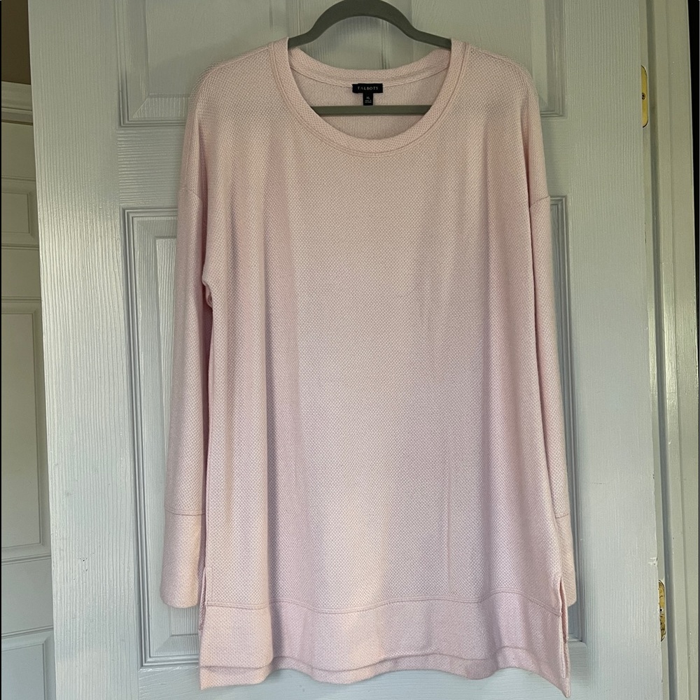 Talbots soft pink tunic top EUC